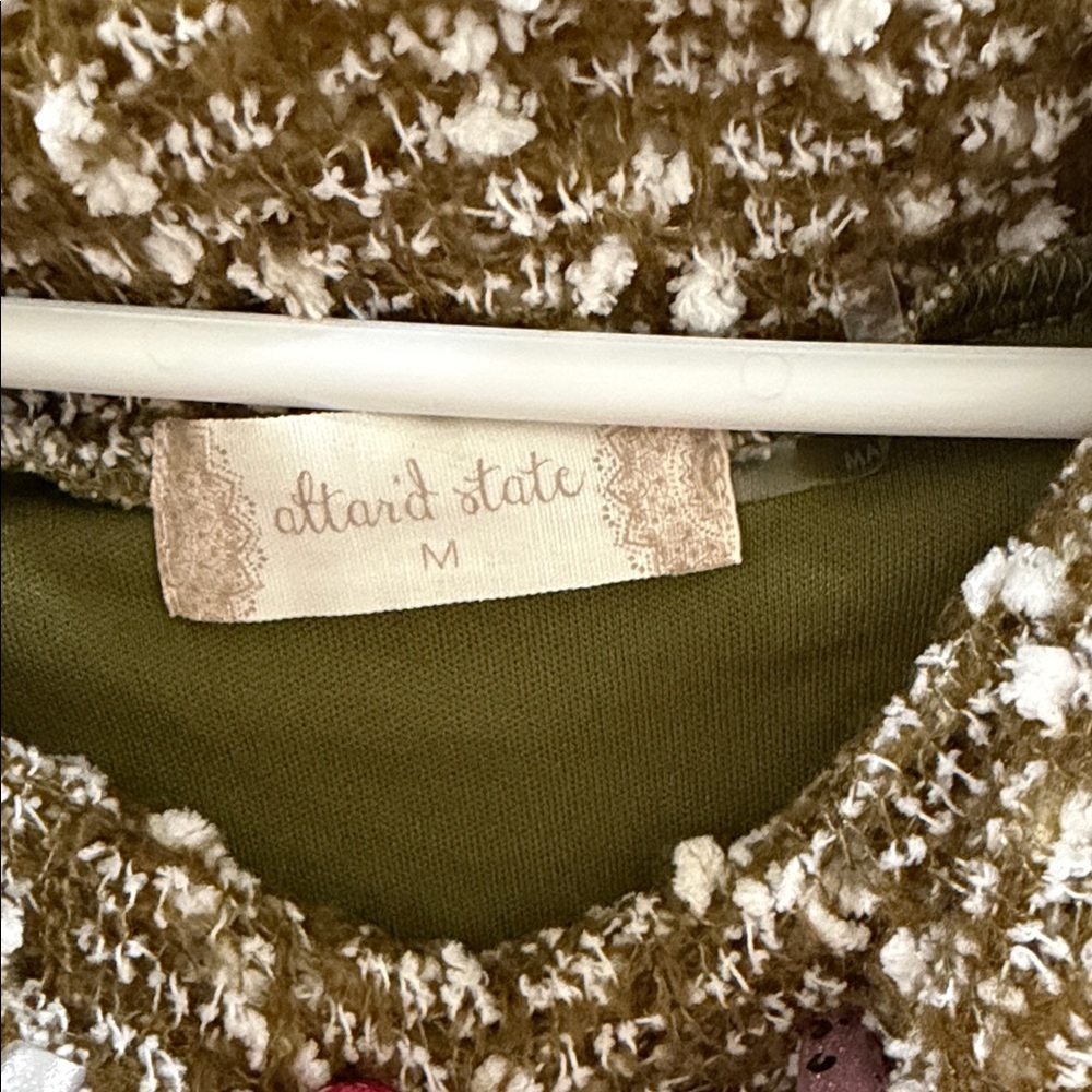 Altar'd State Olive and Cream Textured Dress